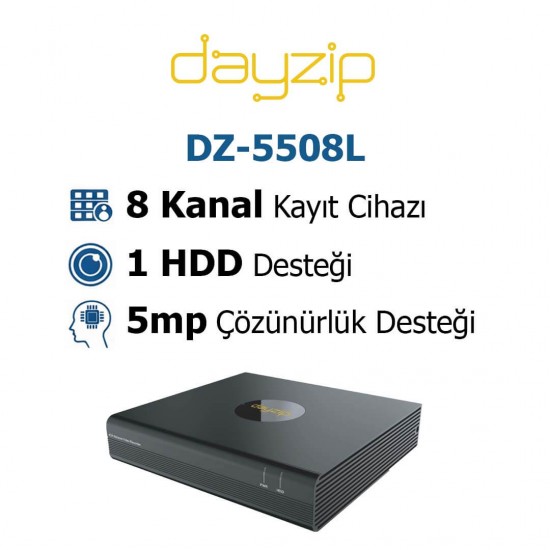 Dayzip DZ-5508L 8 kanal 5MP XVR ses destekli güvenlik kayıt cihazı